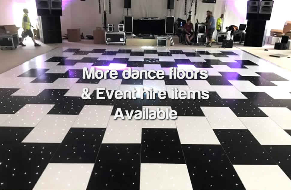Photo of a large black and white LED starlight dance floor with a wavey pattern