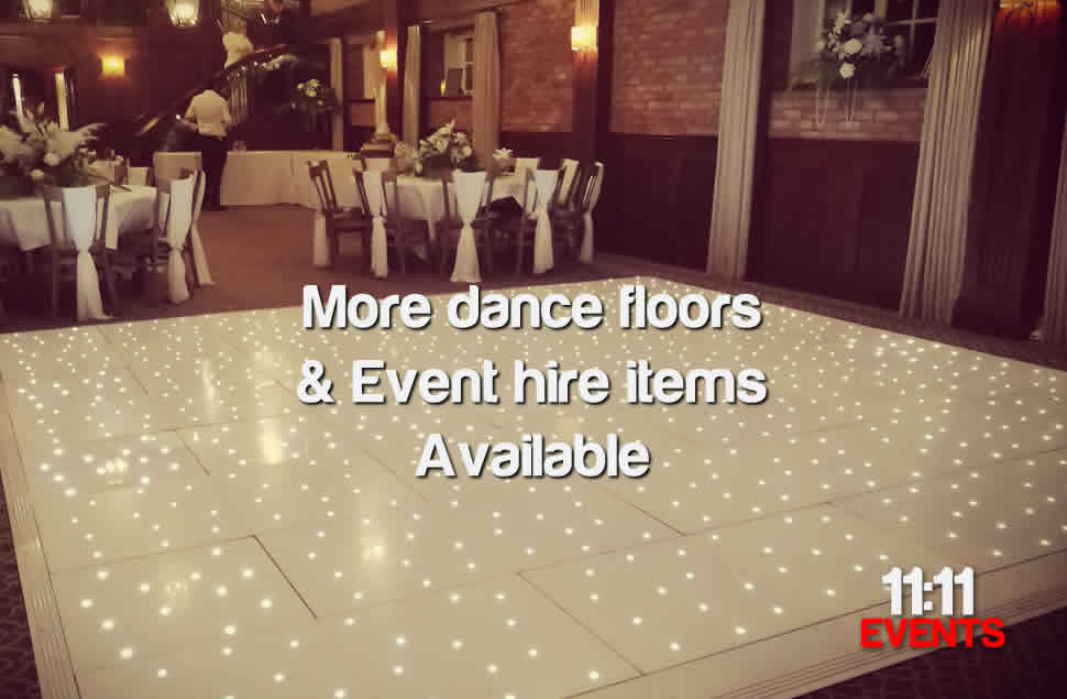 Photo of a white 16x16ft LED starlit dance floor ready for a wedding at the white horse romsey
