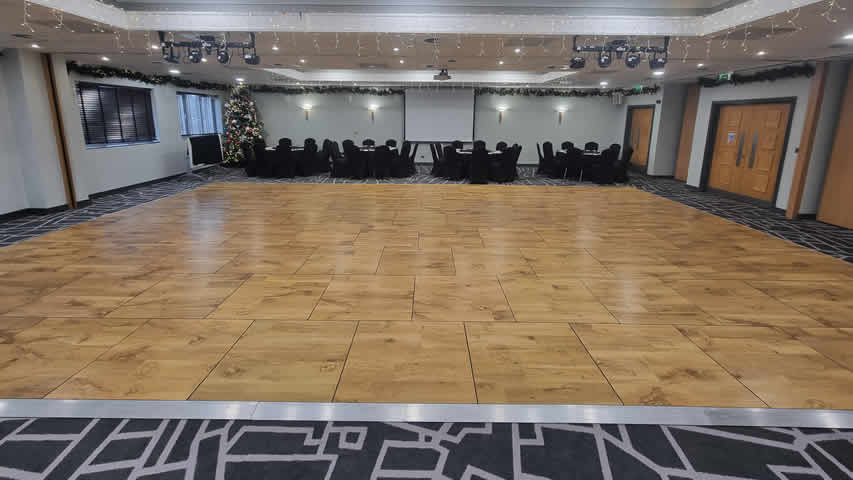 Large oak effect dance floor for a dance competition at Village Hotel Bournemouth