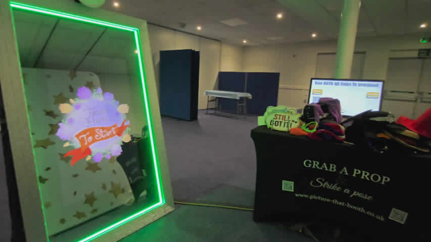 Magic mirror photo booth at a corporate event in Winchester Hope Church