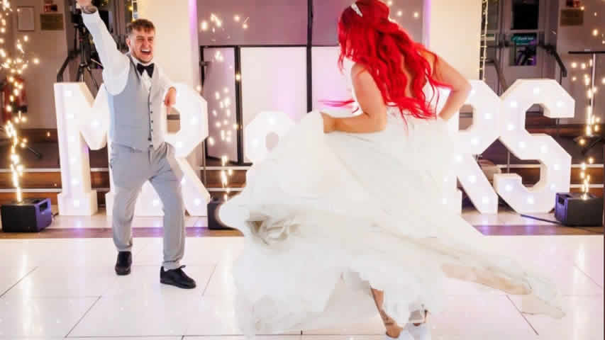 First dance with cold spark machines at Italian Villa Poole
